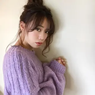 ミディアム カラー ヘアアレンジ 上川 美幸のヘアスタイル