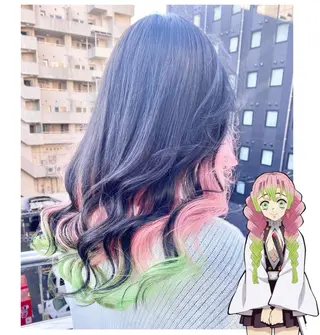 ミディアム カラー GARU-ガル-所属・TSUNO🦖 派手髪/オタク美容師のヘアスタイル