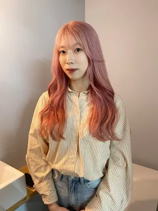 ロング カラー カットモデル/ ハイトーン/ゆうあのヘアスタイル