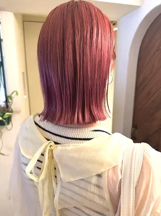 ミディアム カラー 🧡ono🧡暖色/ 切りっぱなしボブ🧡のヘアスタイル