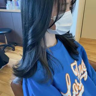 ロング カラー ブリーチなしWカラー /酸性ストレート河本のヘアスタイル