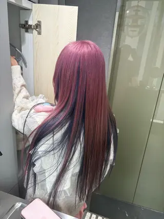 ロング カラー rilas博多所属・博多JYUI/ウルフ ハイトーン/デザインのヘアスタイル