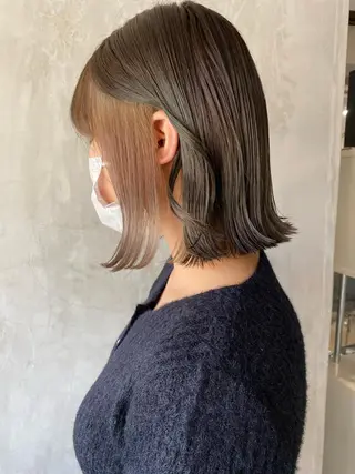 ショート カラー ヘアアレンジ 切りっぱなしボブ/ デザインカラー店長のヘアスタイル