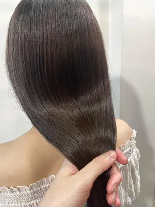 ロング カラー ブリーチなしで透け感 暖色カラーボブaoiのヘアスタイル