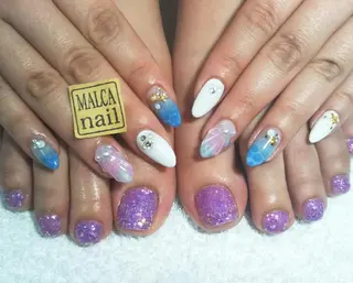 セミロング ヘアアレンジ パーマ ネイル キッズ マツエク・マツパ MALCAnail(マルカネイル)所属・荒木 莉奈のネイルデザイン