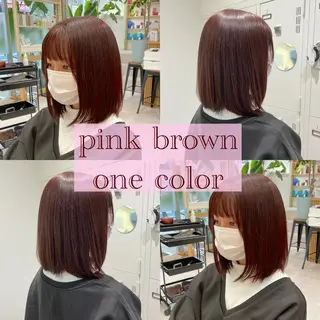 ミディアム カラー ピンクカラー🎀/ ミルクティー🍼花音のヘアスタイル