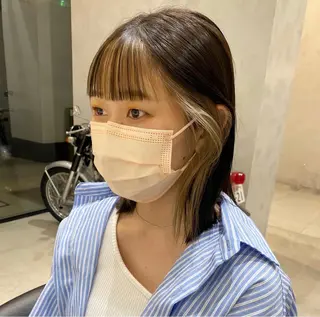 ミディアム カラー DEAN所属・KEIGO/パーマ ハイトーン/DEANのヘアスタイル