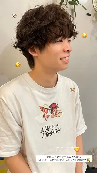 ショート パーマ メンズ BRIDGE所属・透明感カラー/パーマ hitomiのヘアスタイル