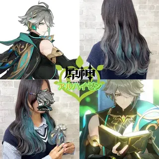 ロング カラー 推しカラー💫 ブリーチ💫若菜覚のヘアスタイル