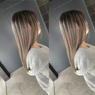 ミディアム カラー ヒカ/外国人風 デザインカラーのヘアスタイル