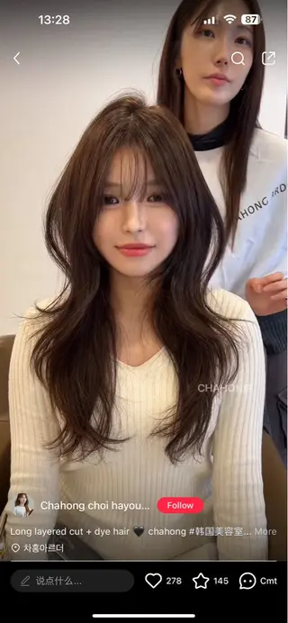 ロング カラー 【韓国レイヤー特化 ハッシュカット】のヘアスタイル