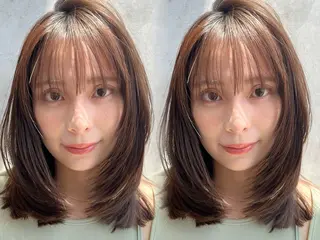 ロング カラー 山崎/ボブ縮毛矯正 レイヤー髪質改善のヘアスタイル