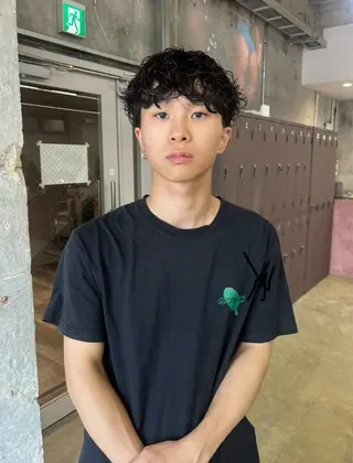 ショート パーマ メンズ ナガノリノ /ボブ/ ベージュ/暖色のヘアスタイル