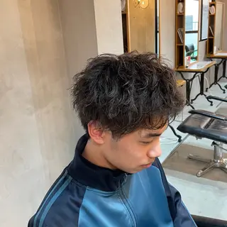 ショート パーマ メンズ 韓国ヘア/シャドウ パーマ大久保🇰🇷のヘアスタイル