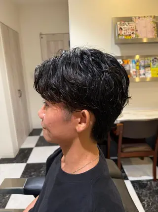 ミディアム パーマ ヘアアレンジ メンズ 似合わせカットパーマ 長峯丈士のヘアスタイル