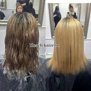 セミロング ハイトーン/ウルフ /エクステ/ましろのヘアスタイル