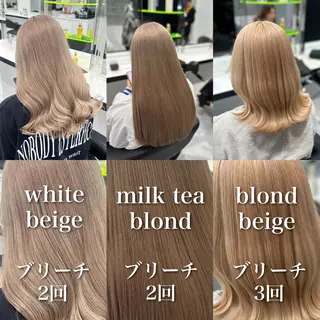 セミロング カラー 🫧ハイトーン🫧 ベージュ🫧徹哉のヘアスタイル
