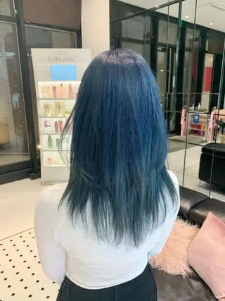 ロング カラー ヘアアレンジ ハッシュカット/ 韓国ヘア☽⋰mahoのヘアスタイル