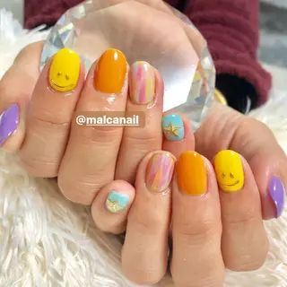 ミディアム カラー ヘアアレンジ キッズ ネイル マツエク・マツパ MALCAnail(マルカネイル)所属・荒木 莉奈のネイルデザイン