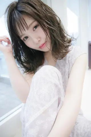 セミロング カラー パーマ シェアサロン ルレイルのヘアスタイル