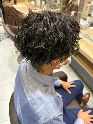 ミディアム パーマ メンズ 💈メンズ特化 美容師サキ💈のヘアスタイル