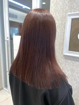 セミロング カラー 暖色カラー/ブリーチ なしカラー/艶カラーのヘアスタイル