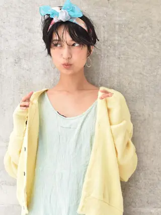 ショート ヘアアレンジ カラー 南堀江 möwen ( メーヴェ )所属・mowen RUIのヘアスタイル