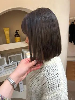 ミディアム 縮毛矯正/ ケアブリーチ/モカのヘアスタイル