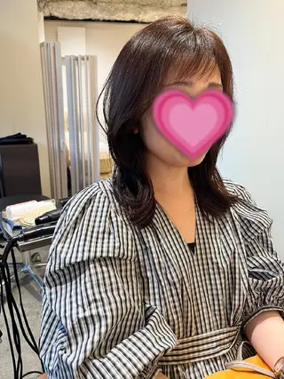 セミロング カラー 中野渡 真利那のヘアスタイル