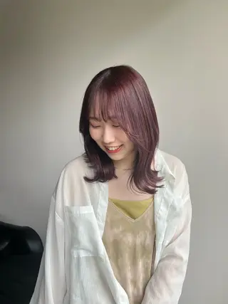 ミディアム カラー era所属・azumi/ボブ/暖 色/オリーブ/縮毛のヘアスタイル