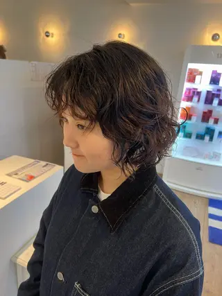 ショート パーマ 長田 唯のヘアスタイル
