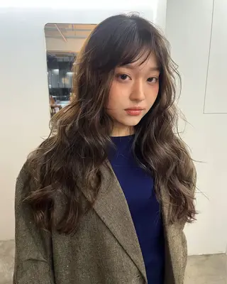 ロング レイヤー/ケアパーマ /ニュアンス/モードのヘアスタイル