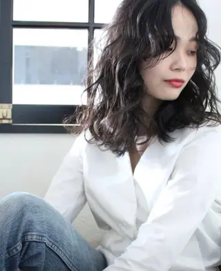 ミディアム パーマ ボブ/ショートカット キタハラユリナのヘアスタイル