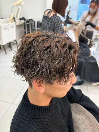 ショート カラー パーマ メンズ 髪質改善/艶カラー/ メンズパーマ/鈴木のヘアスタイル