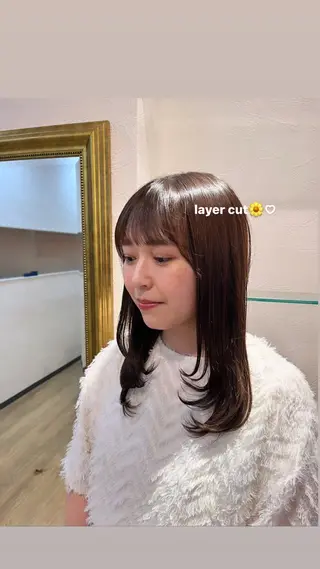 ロング 顔周りカット/ 似合わせ/momo/のヘアスタイル