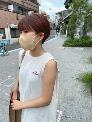 ショート カラー パーマ/透明感カラー /ボブ/吉田一生のヘアスタイル