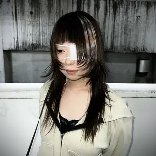 ミディアム カラー ハイトーン/ウルフ /エクステ/ましろんのヘアスタイル