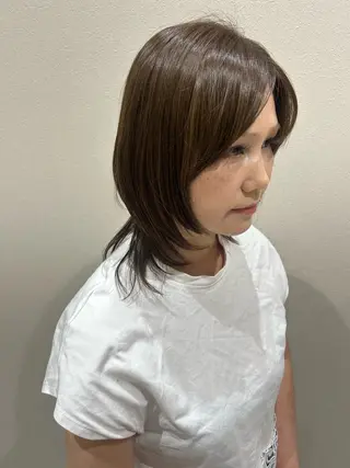 ミディアム カラー 暖色系カラー/高発色 カラー/本間陽南のヘアスタイル
