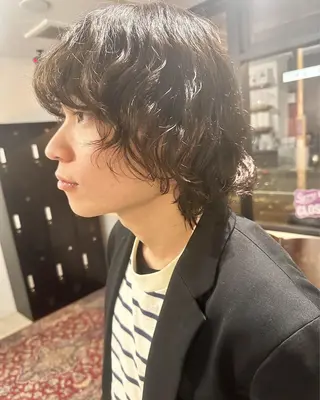 ミディアム パーマ メンズ パーマ 大須美容師 ぱるのヘアスタイル