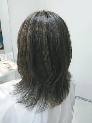 カラー セミロング nagane sayakaのヘアスタイル