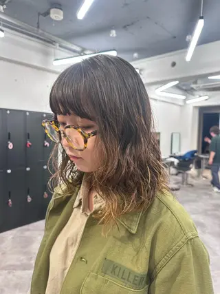 セミロング パーマ 💖バレイヤージュ あいり💖のヘアスタイル