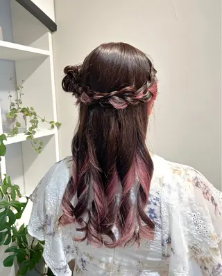 セミロング アレンジ/新宿 透明感カラー/ヤノのヘアスタイル