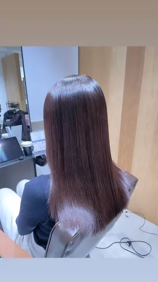 セミロング カラー 🩵縮毛矯正  髪質 改善 ツヤ髪🩵のヘアスタイル