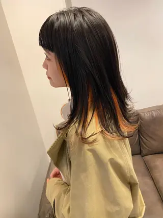 セミロング カラー Lolonois梅田 スタッフのヘアスタイル