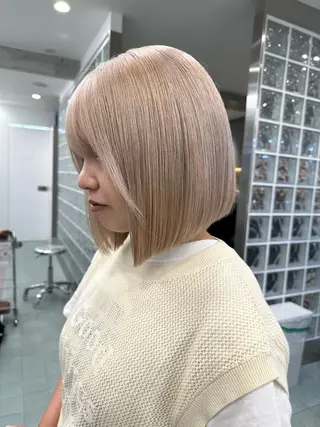 ショート cinq   PROJECT所属・ミルクティーベージュ /ボブ/あげは🎀のヘアスタイル