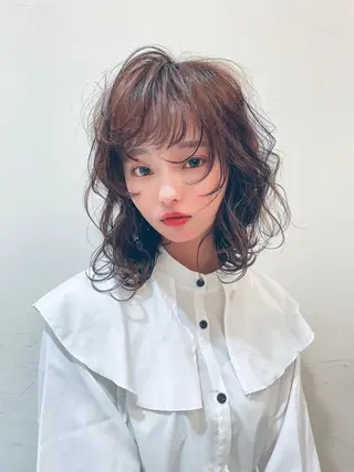 ミディアム 韓国風レイヤーカット 松葉翔のヘアスタイル