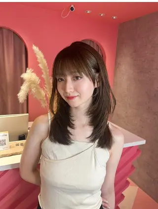 ロング カラー 山崎/ボブ縮毛矯正 レイヤー髪質改善のヘアスタイル