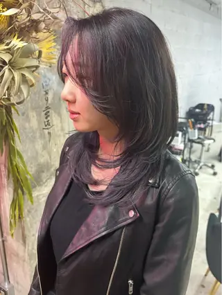 ミディアム カラー 札幌パーマ レイヤー/後藤海音のヘアスタイル