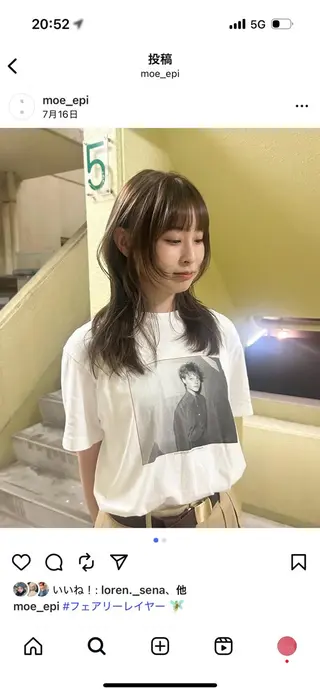 セミロング カットモデルレイヤー 暖色カラー モカ🎶のヘアスタイル