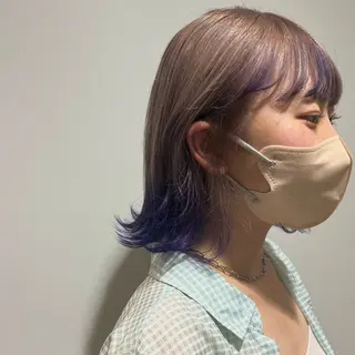 ミディアム カラー 個性派/ハイトーン ✨✨　稲吉菜々美のヘアスタイル